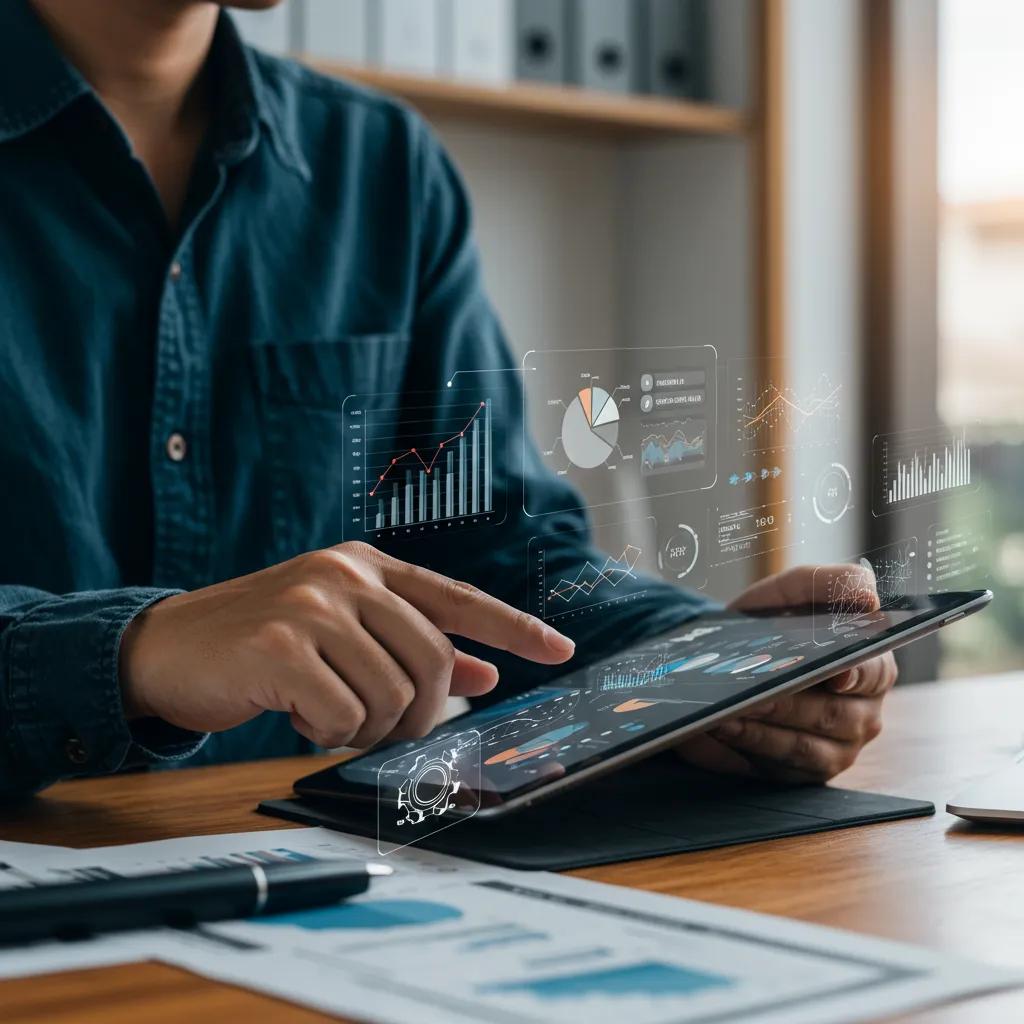 Business owner analysing digital marketing data for growth