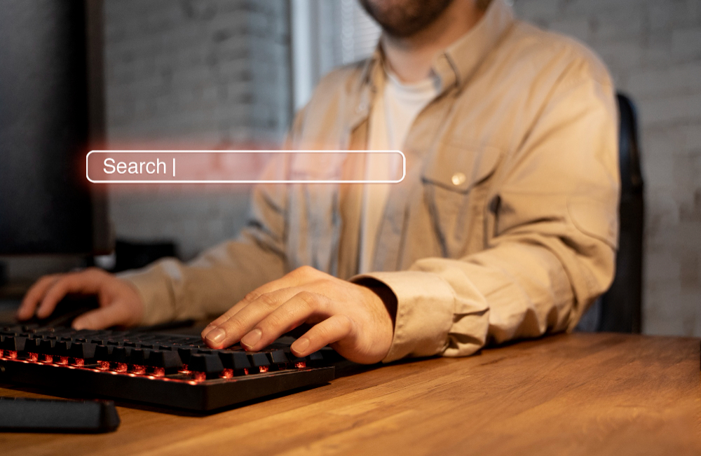 Customer typing a keyword search into Google